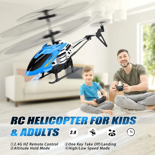 Vista 2 de Dolanus RC Helicópteros de juguete, juguetes voladores, regalo para niños, niñas, niños y adultos Remote Control Helicopter Toys: One Key