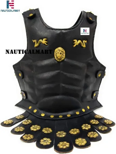 Vista 5 de Nautical-Mart Mini disfraz de Halloween medieval de la corona de la armadura muscular negra romana