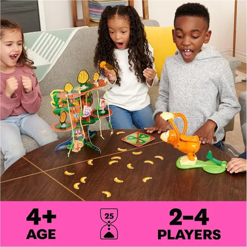 Vista 2 de Spin Master Games, Monkey See Monkey Poo, juego interactivo de mono para niños, incluye masa blanda perfumada de plátano, divertido juguete Monkey