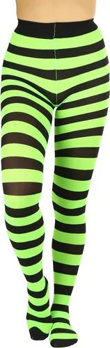 Vista 19 de ToBeInStyle Medias de contraste de rayas horizontales anchas para mujer, medias opacas Negro y rosa muñeca