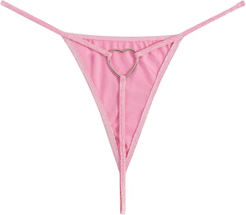 Vista 2 de WDIRARA Tanga de mujer con estampado de piel de serpiente con anillo de corazón