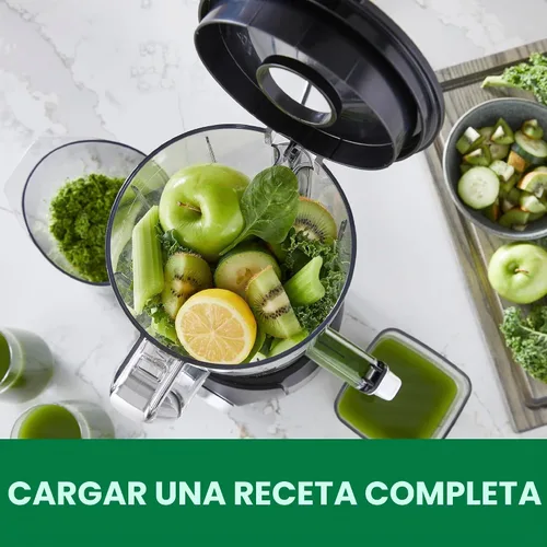 Vista 4 de Omega Ultimate Performance - Exprimidor de lotes de masticación lenta con tecnología intellidial, extractor de jugo de verduras y frutas con tolva