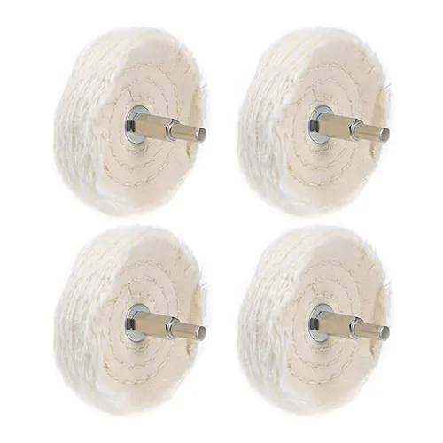 Vista 15 de uxcell Rueda de almohadilla de pulido de 1 pulgada de algodón con mango de 1/8 pulgadas para colector de aluminio, acero inoxidable, cromo blanco