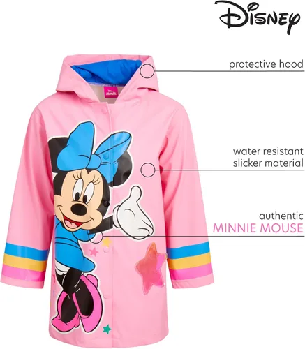 Vista 2 de Disney Girls' Rain Jacket - Slicker Shell Raincoat Minnie Mouse, Frozen Elsa, Anna (2T-7)