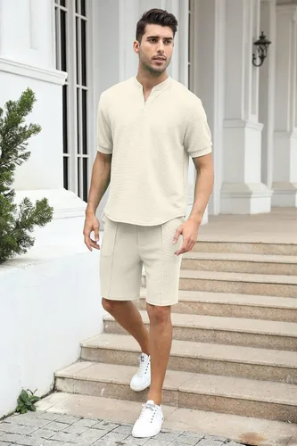 Vista 36 de FZNHQL Conjunto deportivo de moda para hombre, 2 piezas, casual, atlético, para correr, manga corta/larga, conjunto para hombre