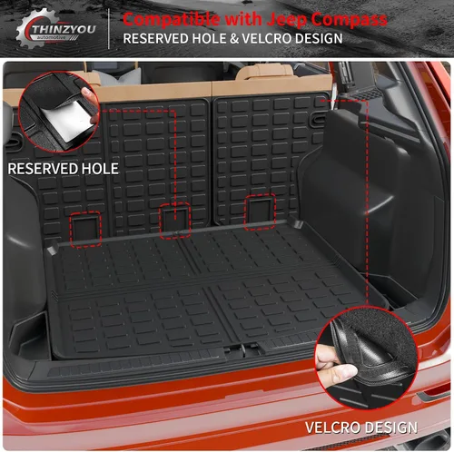 Vista 3 de alfombra de carga para maletero, protector de cubierta de asiento trasero de elastómero termoplástico (alfombra de maletero + alfombra de respaldo)