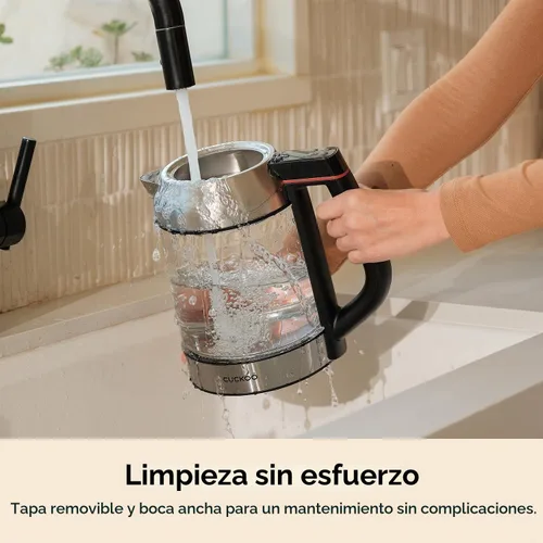 Vista 7 de CUCKOO Hervidor de té eléctrico con infusor, hervidor eléctrico de vidrio con control de múltiples temperaturas, luces LED fáciles de leer, olla
