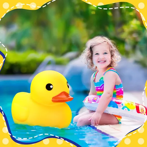 Vista 6 de Leitee Pato de Goma Gigante Amarillo de 13" Enorme Grande Gigante Pato de Goma de Baño Divertido Fiesta de Revelación de Género Flotante Piscina