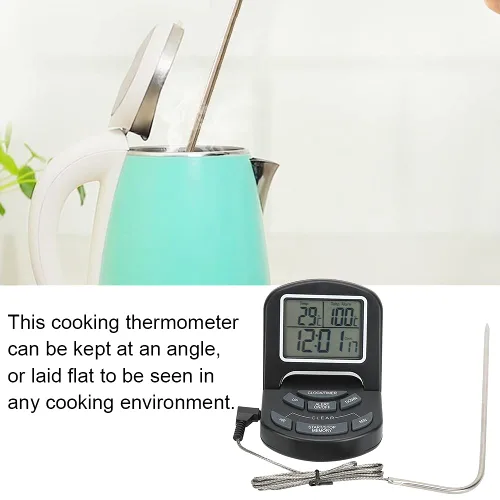 Vista 4 de Sonda digital de alta precisión temporizador de cocina para el hogar, termómetro digital de alimentos para carne, termómetro de cocina