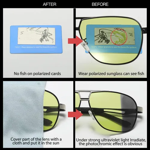 Vista 5 de K.LAVER Gafas de sol polarizadas fotocromáticas de aviador UV400 gafas de conducción de día y noche para hombres y mujeres, gafas de bisagra