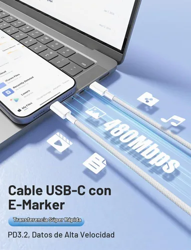 Vista 4 de 240W Braided USB C to USB C Cable, 6Ft+10Ft