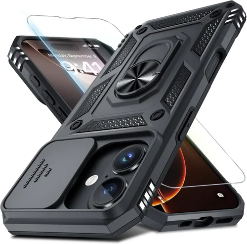 Vista 20 de Janmitta Funda para iPhone 8 Plus/7 Plus/6 Plus, Cubierta de Teléfono con Cubierta Deslizante Integrada para Lente de Cámara + Protector