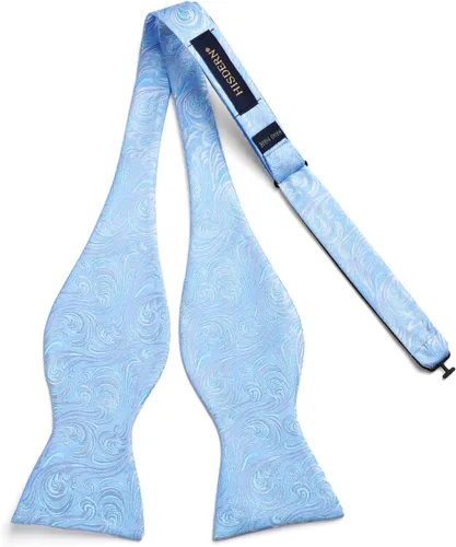 Vista 128 de HISDERN Pajaritas para hombre, corbatín de cachemira para hombre, corbata de lazo y bolsillo cuadrado, juego formal de esmoquin para boda