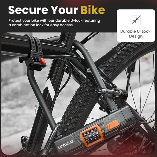 Vista 6 de Cerradura de bicicleta resistente con cable de acero de 5 pies, combinación reiniciable de 4 dígitos, bloqueo de cable duradero para protección