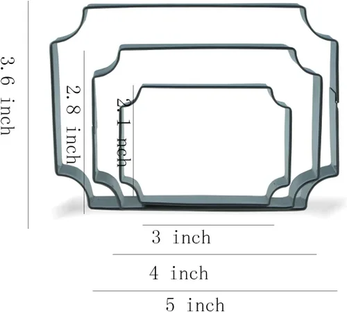 Vista 2 de Keewah Juego de cortadores de galletas de placa rectangular - 5", 4", 3" - 3 piezas - Acero inoxidable