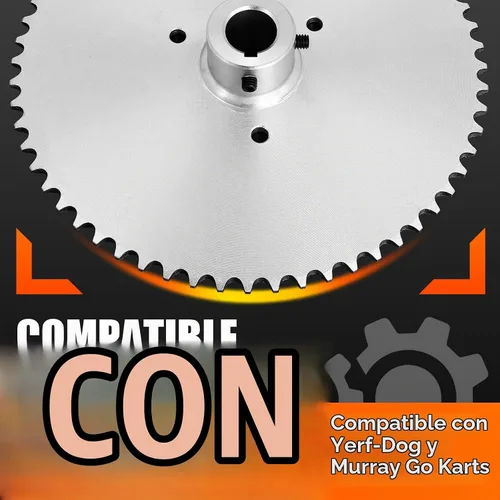 Vista 5 de Piñaón de 60 dientes para eje vivo de kart con cadena 40 41 420 con 1 pulgada de diámetro y chavetero de 1/4 compatible con karts Yerf-Dog Murray