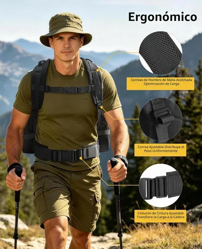 Vista 5 de CVLIFE Mochila táctica militar de asalto mochila Molle desmontable 01-negro con parche