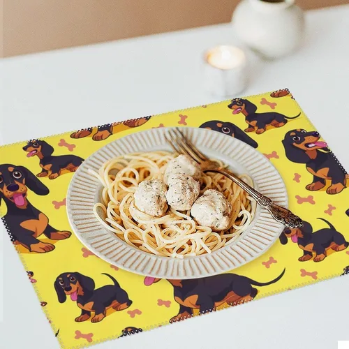 Vista 6 de Dachshunds Dog Placemats Set of 6 Resistant Table Mats Washable Place Mats for Dinner Party Table Decoration