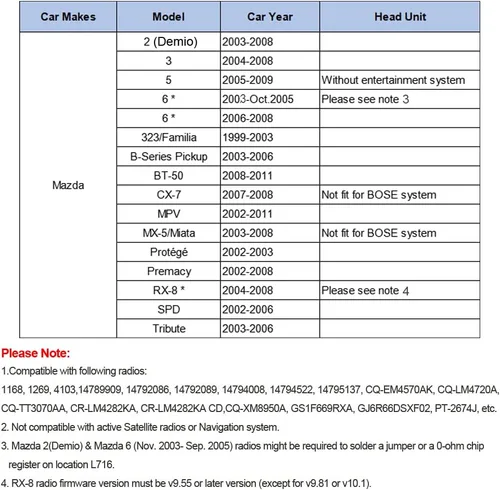 Vista 3 de Kit Bluetooth para coche, estéreo USB AUX de 0.138 in, adaptador Bluetooth manos libres inalámbrico para Mazda RX8 3 5 6 CX7 MPV MX-5 Tributo