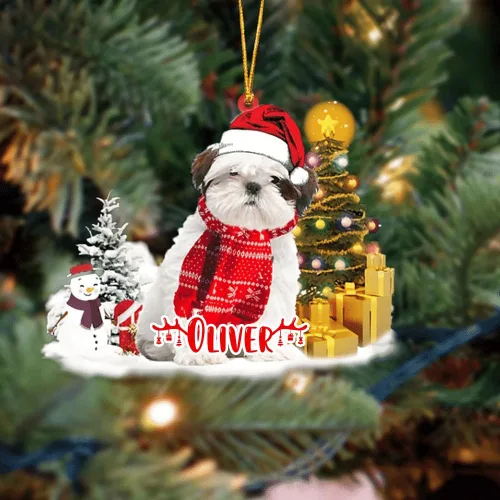 Vista 184 de NAZENTI Adorno personalizado de gato abisinio con árbol de pino, adorno de Navidad personalizado para perros amantes de las mascotas, colgante