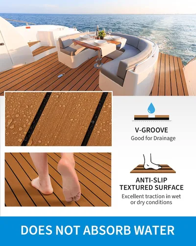 Vista 6 de OCEANBROAD Suelo de espuma EVA para barcos de 96 x 2.4 pulgadas con respaldo adhesivo 3M, cubierta marina autoadhesiva, lámina de teca sintética