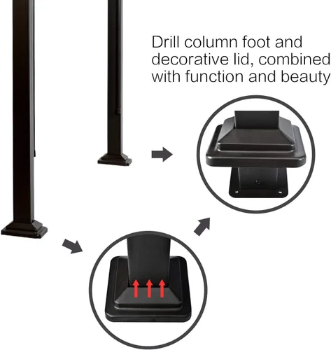 Vista 6 de COSTWAY Pergola - Toldo retráctil con marco de acero para patio, refugio solar