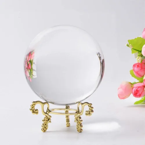 Vista 6 de 6CM 1PC K9 Rare Natural Bolas De Cristal De Cuarzo Cura Bola Esfera Mágica de Vidro Boa Sorte Feng Shui Presente Globo para Decoración de Con base