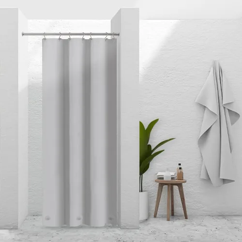 Vista 73 de Barossa Design - Forro de cortina estrecho de PEVA para ducha, con 3 imanes, impermeable, para cabina de baño pequeña, sin PVC, ojales metálicos