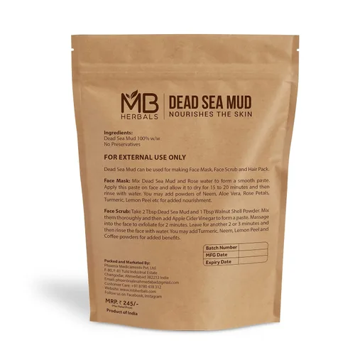 Vista 2 de MB Herbals Barro del Mar Muerto, 3.5 onzas / 3.53 oz Nutre exfolia suaviza y desintoxica la piel Polvo de arcilla seca Uso externo solo