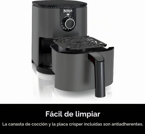 Vista 2 de Ninja AF080 Mini freidora de aire, capacidad de 2 cuartos de galón, compacta, antiadherente, con temporizador de ajuste rápido, gris