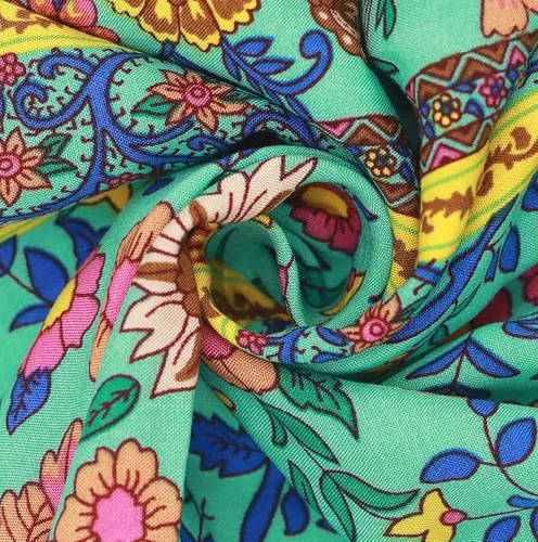 Vista 3 de R.Vivimos - Mini vestido tipo túnica para mujer, de manga larga, con estampado floral, casual, de algodón