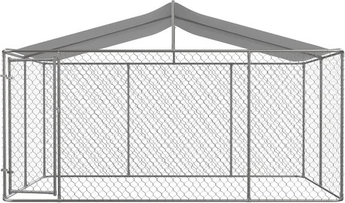 Vista 8 de IchbinGo Perrera grande para perros al aire libre, jaula resistente de acero galvanizado para perros con cubierta impermeable resistente a los rayos