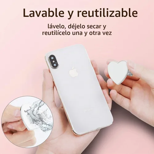 Vista 4 de Soporte de anillo de teléfono con forma de corazón, diamantes de imitación
