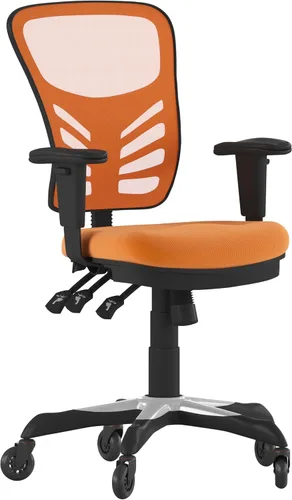 Vista 9 de Flash Furniture Nicholas Silla de oficina ergonómica giratoria ejecutiva multifunción de malla negra con brazos ajustables y ruedas de rodillo