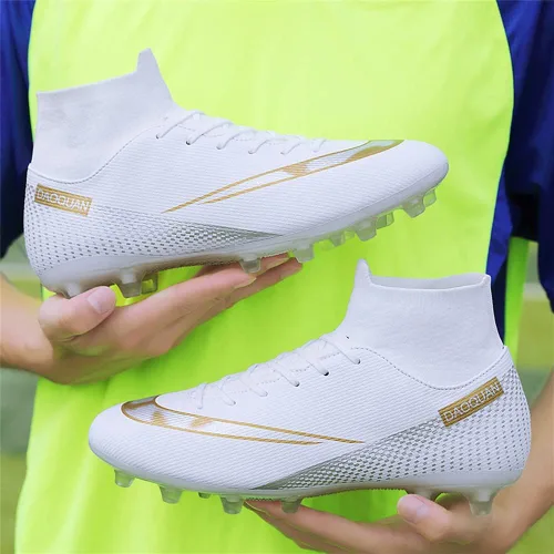 Vista 6 de MFSH Unisex-Cleats Soccer Shoes for Big Boy Fgag High-top Spikes Football Shoes for Younth Professional Training Turf Indoor Ankle Boots Athletic