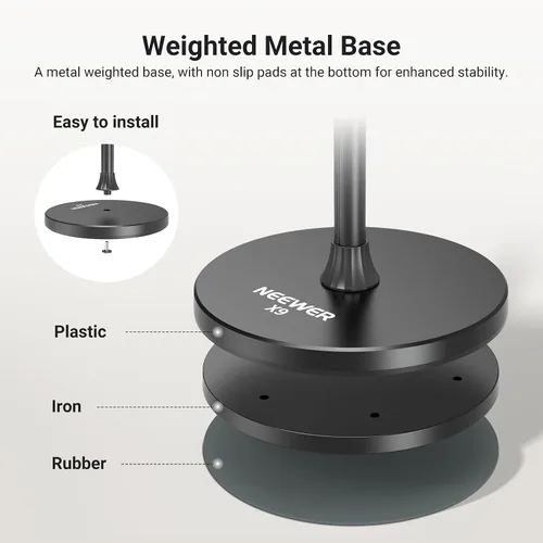 Vista 6 de NEEWER Soporte de piso para teléfono, versión de nivel de entrada, ajustable para mesa de oficina, mesita de noche, soporte para teléfono celular