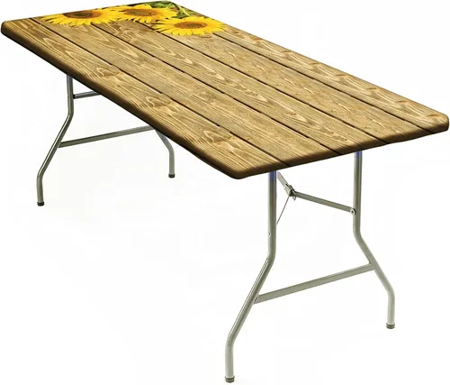 Vista 24 de Mantel rectangular elástico ajustable, con textura de madera de granja, cubierta de mesa de poliéster para mesa de bufé, picnic, cafeterías Mantel