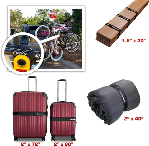 Vista 5 de Correas de cincha de alta calidad con anillo de metal de acero inoxidable (hebilla), gancho y bucle reutilizables duraderos, correas de seguridad
