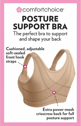 Vista 3 de Comfort Choice Sujetador de postura inalámbrico de algodón con cierre frontal para mujer