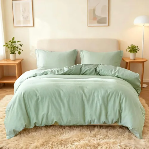 Vista 16 de Simple&Opulence - Juego de funda de edredón de lino francés 104"x 92" - 5 piezas (1 funda de edredón, 4 fundas de almohada) - Mezcla de lino natural