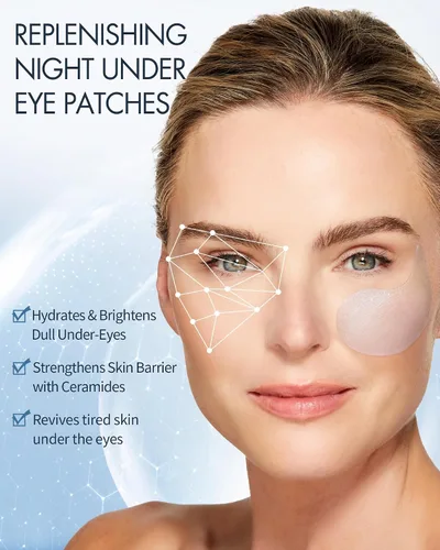 Vista 2 de depology Repone y repara parches debajo de los ojos para ojos hinchados, arrugas (60 parches) Hidratación con ceramidas y ácido hialurónico