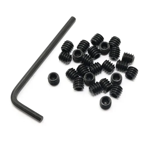 Vista 6 de Juego de 25 tornillos internos hexagonales Allen de 1/4 "-20 x 1/2" negro con llave hexagonal negra de 1/8 pulgadas