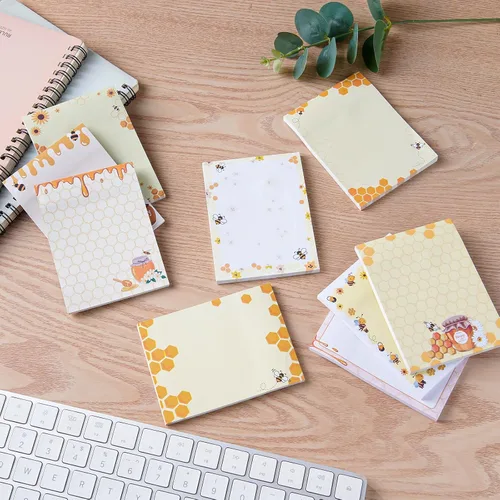 Vista 6 de Notas Adhesivas de Regalo de Abeja - 9 PCS Regalos con Temática de Abeja Abejas Melíferas Blocs de Notas Autoadhesivas Lista de Tareas Blocs de Memo