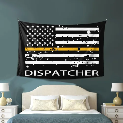 Vista 4 de Qauirfe Tapiz con diseño de bandera de línea dorada fina 911, para colgar en la pared, sala de estar, dormitorio, oficina, tapices de tela de 60 x