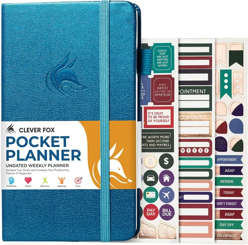 Vista 10 de Clever Fox Agenda de bolsillo semanal – Agenda mensual sin fecha y calendario, mini planificador perfecto para bolso, 3.7 x 6.7 pulgadas