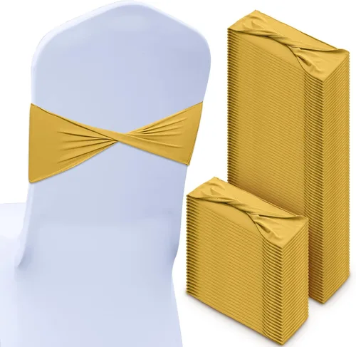 Vista 25 de CHENGU 100 bandas de elastano para silla, con lazo liso, para bodas, sin hebilla, decoraciones de cumpleaños, lazos elásticos, bandas deslizantes