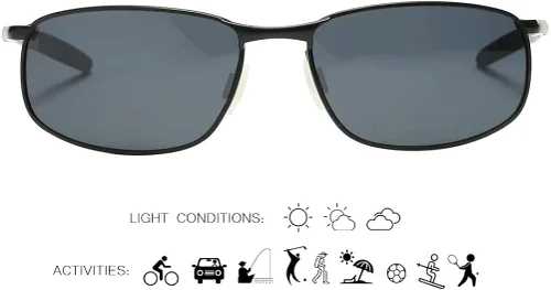 Vista 2 de ZHILE 8-base gafas de sol polarizadas con marco de metal, curvas, para hombre