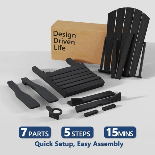 Vista 9 de Silla plegable Adirondack con soporte para tazas, de plástico HDPE resistente a todo tipo de clima, sillas de patio al aire libre con reposapiés