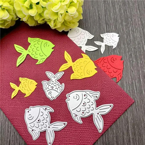 Vista 3 de Katutude Troqueles de corte de metal de animales, manualidades, troqueles de pescado para hacer tarjetas, álbumes de recortes, troqueles de metal