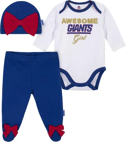 Vista 25 de NFL Conjunto de enterizo, pantalón con pies y gorro de 3 piezas para bebé niña